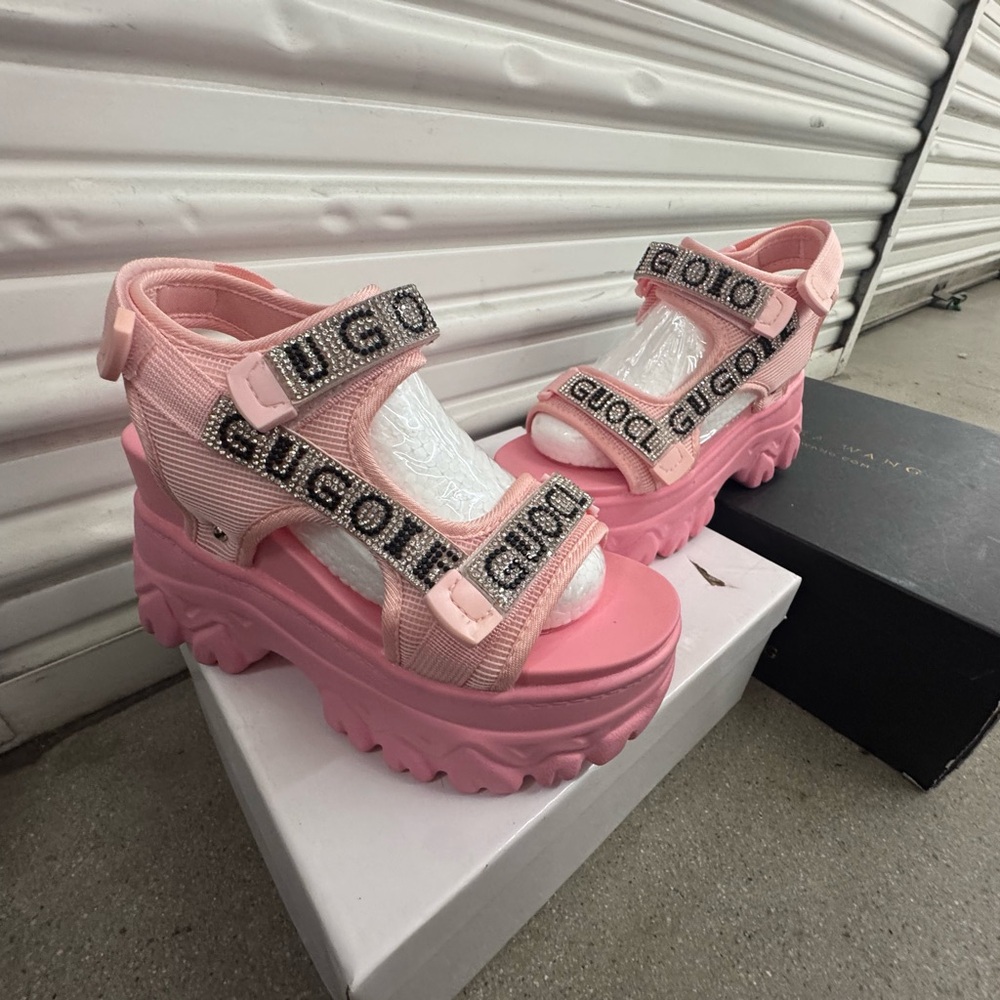 Women's Platform Sandals with Rhinestone Accents